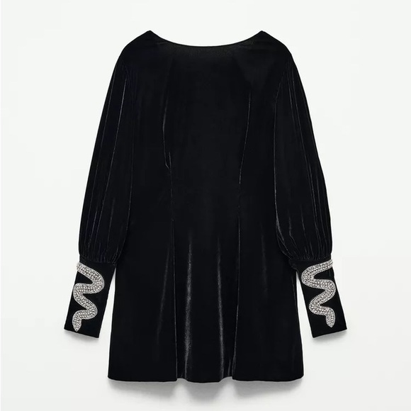 NWT Zara Woman Bloggers Fav SHORT VELVET DRESS THE ITEM Rhinestone Snakes XS - Picture 6 of 12